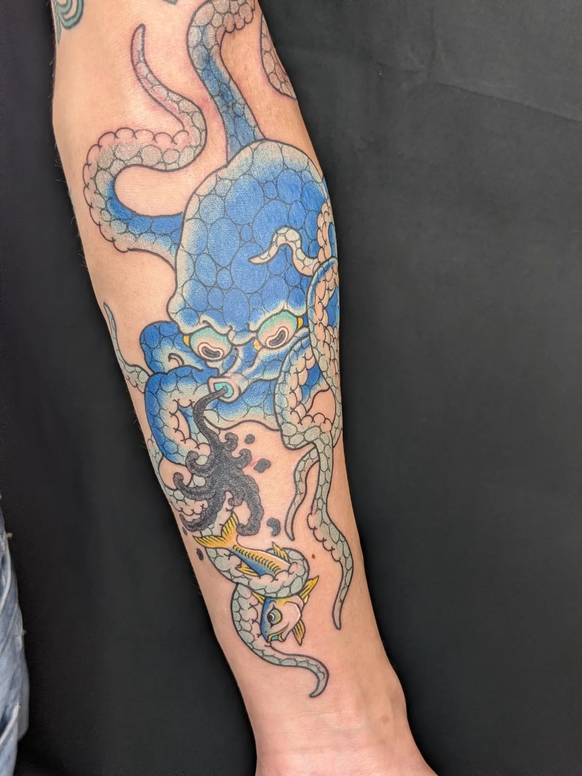 Octopus tattoo on the forearm